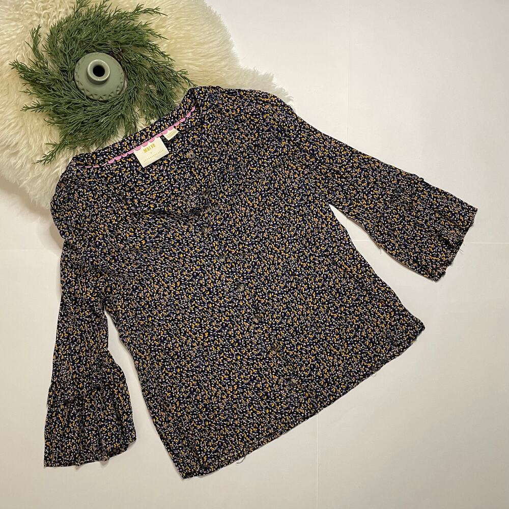 Anthropologie Bell Sleeve Button Blouse/Shirt/Top